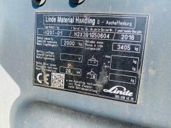 LINDE H20T-02 EVO COMPACT GAS FORKLIFT * YEAR 2016 * C/W SIDE SHIFT & TINE POSITIONER 