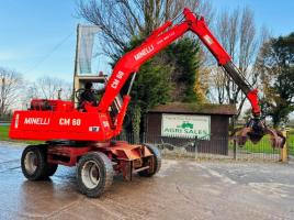 MINELLI CM60 WHEELED EXCAVATOR C/W 5 TINE SCRAP GRAB & TELESCOPIC BOOM *VIDEO*
