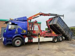 VOLVO FE320 HOOK LOADER LORRY*C/W PALFINGER CRANE*VIDEO*