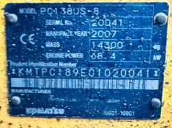 KOMATSU PC138US-8 EXCAVATOR*C/W QUICK HITCH*VIDEO*