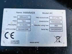 UNUSED 1 X DITCHING BUCKET, 1 X DIGGING BUCKET, 1 X HYDRAULIC HAMMER *2023* VIDEO *