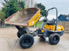 TEREX TA3 4WD SWIVEL TIP DUMPER *YEAR 2012, 1422 HOURS* C/W KUBOTA ENGINE *VIDEO*