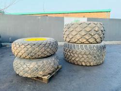 SET OF WHEELS AND TURF TYRES TO SUIT JOHN DEERE TRACTOR*8 STUD*VIDEO*