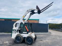 BOBCAT 773 HIGH LIFT TURBO SKIDSTEER*C/W PALLET TINES*VIDEO*