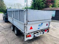 IFOR WILLIAMS LM125G DOUBLE AXLE DROP SIDE TRAILER C/W HIGH SIDED CAGE SIDES 