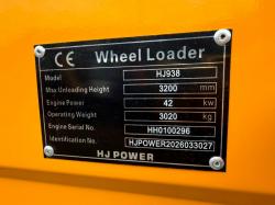 *NEW*UNUSED*HJ POWER HJ938 LOADING SHOVEL*YEAR 2026*VIDEO*