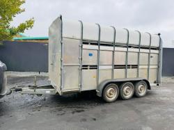 IFOR WILLIAMS TRI AXLE 14FT X 7FT CATTLE TRAILER*C/W 2 PARTITIONS*VIDEO*