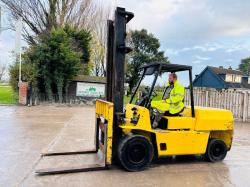 HYSTER DIESEL FORKLIFT C/W 2 STAGE MAST & PERKINS ENGINE *VIDEO*