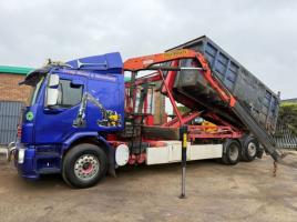 VOLVO FE320 HOOK LOADER LORRY*C/W PALFINGER CRANE*VIDEO*