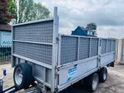 IFOR WILLIAMS LM125G DOUBLE AXLE DROP SIDE TRAILER C/W HIGH SIDED CAGE SIDES 